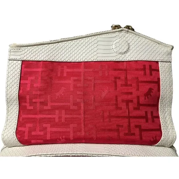 Elaine Turner White Snake-Embossed Clutch Wristlet | Like a New - Picture 5 of 16
